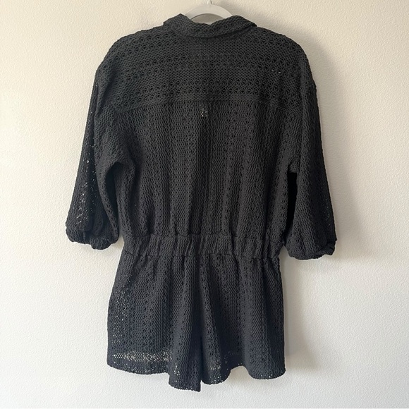 Free People Beach Ryan Romper Black Crochet Size Medium Swim Coverup NEW - Picture 9 of 11
